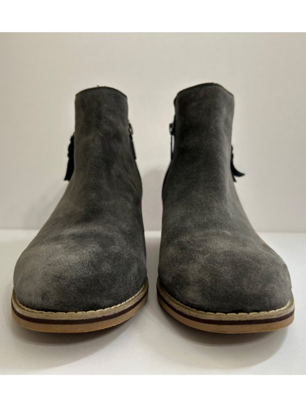 Blondo Women's Waterproof Suede Ankle Boots Side Zippers Gray Low Block Heel 11M - Picture 3 of 11